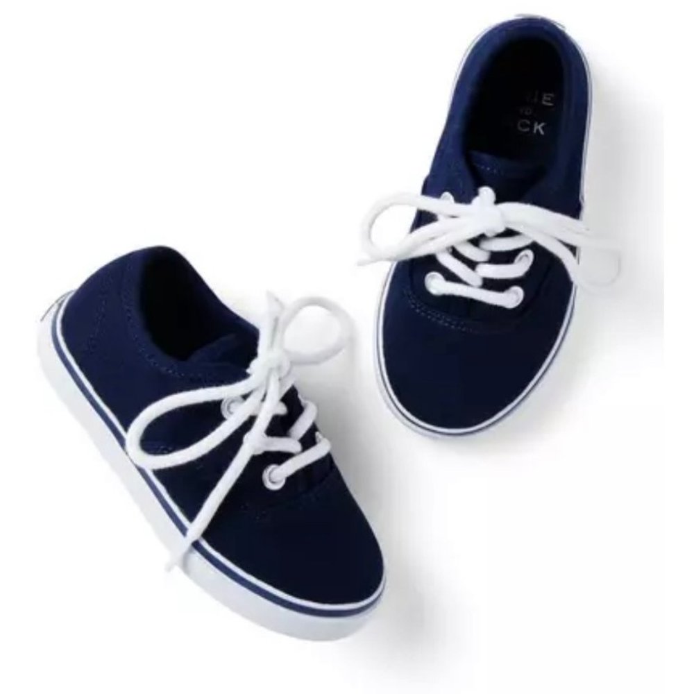 Janie and Jack Navy TWILL SNEAKER 4